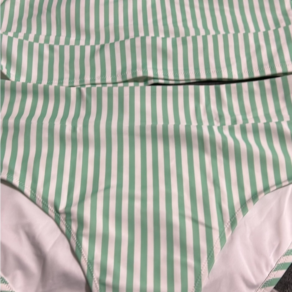 Old Navy Mint and White Striped Bikini